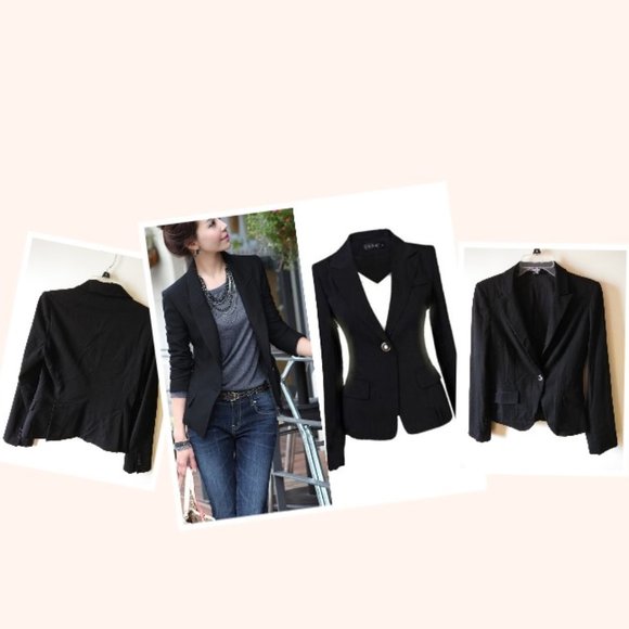 🔥2 for 50🔥 Express Black One Button Blazer - Picture 1 of 6